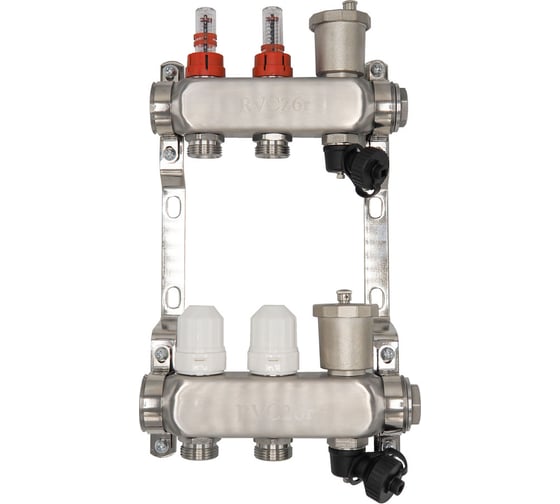 Коллекторный блок RVC ТП нержавеющая сталь, 1 (DN25)2 x 3/4 (евроконус), с расходомерами 18799 1