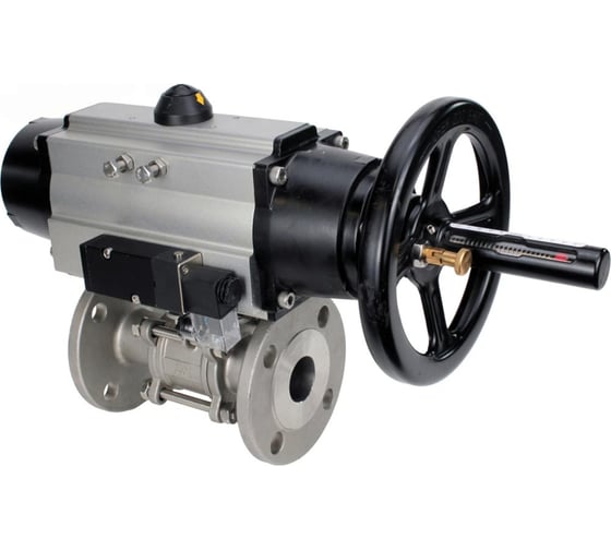 Кран шаровой DN.ru 316-316-FP-F-ISO-H Ду100 Ру25, пневмопривод, пневмораспределитель D160-65989 1