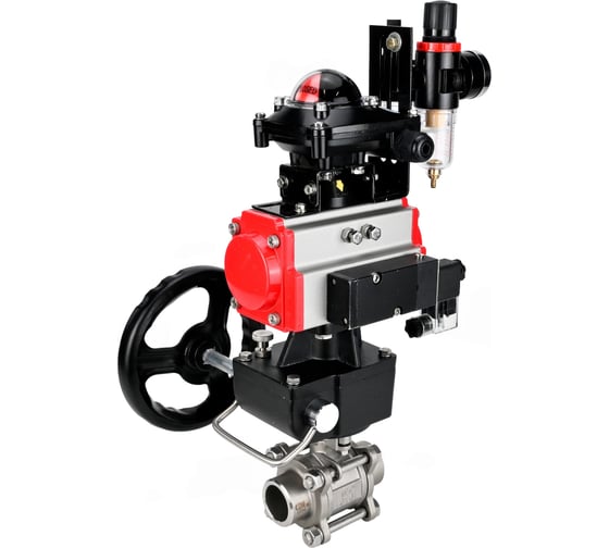 Кран шаровой DN.ru 316-316-PTFE-FP-W-ISO-H WDVF Ду40 Ру40, пневмопривод DA-065, пневмораспределитель 24VDC, БКВ LSB-210, руч. дубл. HDM-1, БПВ D160-73238 1