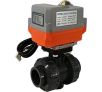 Кран шаровой Архимед пластик DN32 под вклейку EPDM+PTFE для слабых кислот с электроприводом 220АС AP30002*2-040.220/50