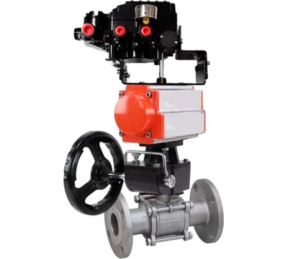 Кран шаровой DN.ru КШФПТ 304.180 Ду50 Ру40 пневмопривод DA-065, ручной дублёр HDM-1, электропневматический позиционер EPRP1-NU-0-08 без обратной связи D160-71924 1