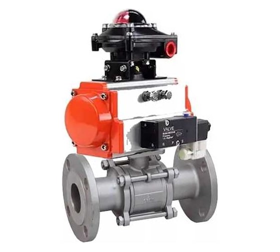 Кран шаровой DN.ru КШФПТ 304.180 Ду15 Ру40 пневмопривод SA-052, пневмораспределитель 220VAC, БКВ LSB-510 (EX) D160-72773 1