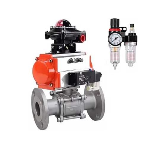 Кран шаровой DN.ru КШФПТ 304.180 Ду50 Ру40 пневмопривод DA-065, пневмораспределитель 24VDC, БКВ LSB-510 (EX), БПВ D160-72329 1
