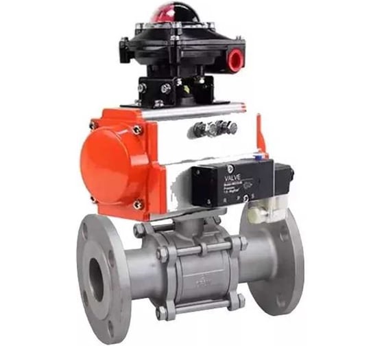 Кран шаровой DN.ru КШФПТ 304.180 Ду50 Ру40 пневмопривод SA-083, пневмораспределитель 220VAC, БКВ LSB-210 D160-72835 1