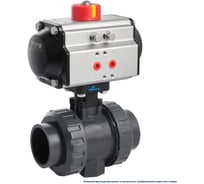 Кран шаровой Архимед пластик DN15 под вклейку FPM+PTFE для сильных кислот с пневмоприводом двойного действия AP30102*2-020.DA