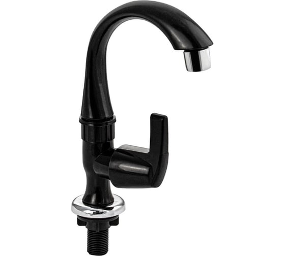 Кран на одну воду BRIMIX металлокерамика, из высокопрочного АБС пластика, ручка флажок, цвет ЧЕРНЫЙ 6626 1