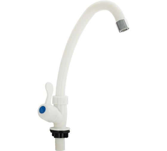 Кран на одну воду BRIMIX металлокерамика, из высокопрочного АБС пластика, ручка флажок, модель стандарт, цвет БЕЛЫЙ 6613 1