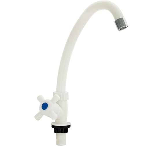 Кран на одну воду BRIMIX металлокерамика, из высокопрочного АБС пластика, ручка крест, модель стандарт, цвет БЕЛЫЙ 6614 1