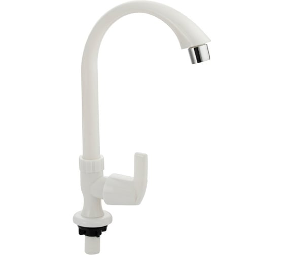 Кран на одну воду BRIMIX металлокерамика, из высокопрочного АБС пластика, ручка флажок, цвет БЕЛЫЙ 6625 1