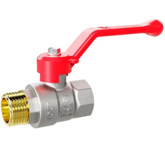 Кран шаровой латунный LD Pride 47.40.В-Н.Р Ду 40, Ру 25, рычаг (red) с биркой LD 47.122.2.40.M02 R 1