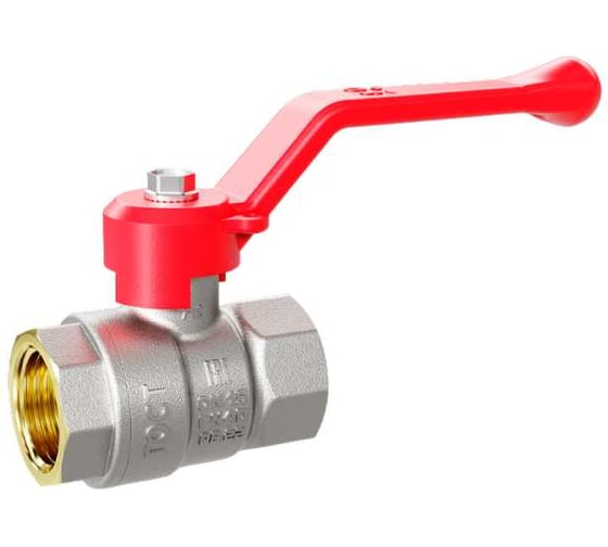 Кран шаровой латунный LD Pride 47.50.В-В.Р Ду 50, Ру 25, рычаг (red) с биркой LD 47.112.2.50.M02 R 1