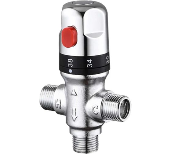 Клапан смесительный термостатический RUTEMPO латунь хромированный Ду25, Ру10, (G1) НР ТН=20-65С ЗРА-00458 1