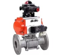 Кран шаровой DN.ru КШФПТ 304.180 Ду50 Ру40 пневмопривод DA-065, пневмораспределитель 220VAC, БКВ LSB-210 D160-72935