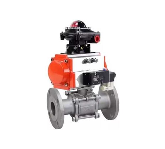 Кран шаровой DN.ru КШФПТ 304.180 Ду50 Ру40 пневмопривод DA-065, пневмораспределитель 220VAC, БКВ LSB-210 D160-72935 1