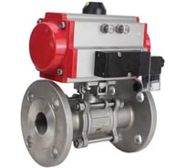 Кран шаровой DN.ru КШФПТ 304.180 Ду50 Ру40 пневмопривод DA-065, пневмораспределитель 220VAC D160-72605