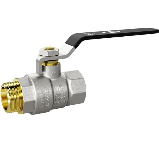 Кран шаровой LD Pride латунный 47.50.В-Н.Р Ду 50 Ру 25 рычаг стальной с биркой LD 47.123.2.50.M02 1