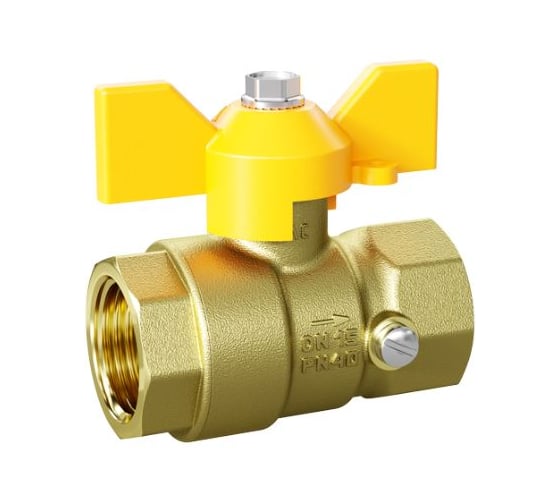 Кран шаровой LD Pride латунный для манометра 44.15.В-В.2М.Б GAS Ду 15 М20 Ру 16 бабочка с биркой LD 44.360.15.2.20 1
