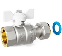 Кран шаровой LD Pride латунный с накидной гайкой 47.15.В-НкГк.Б Ду 15 Ру 40 бабочка (white) с биркой LD 47.396.15 W