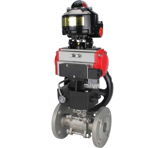 Кран шаровой DN.ru КШФПТ 304.180 Ду65 Ру25 пневмопривод DA-083, пневмораспределитель 24VDC, БКВ LSB-510 (EX), ручной дублёр HDM-2 D160-72551 1