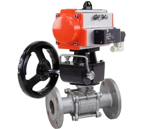 Кран шаровой DN.ru КШФПТ 316.180 Ду65 Ру25 пневмопривод DA-083, пневмораспределитель 24VDC, ручной дублёр HDM-2, БПВ D160-72035 1