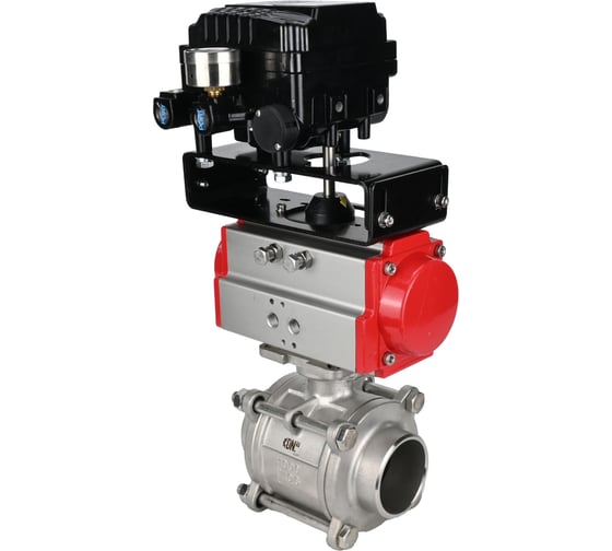 Кран шаровой DN.ru 316-316-PTFE-FP-W-ISO-H WDVF Ду40 Ру40,, пневмопривод DA-065, электропневматическим поворотным позиционером EPRP1-NU-0-08 D160-73242 1