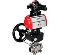 Кран шаровой DN.ru 316-316-PTFE-FP-W-ISO-H WDVF Ду40 Ру40, пневмопривод DA-065, БКВ LSB-210, ручной дублёр HDM-1 D160-73206