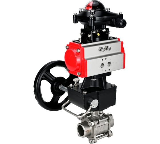 Кран шаровой DN.ru 316-316-PTFE-FP-W-ISO-H WDVF Ду40 Ру40, пневмопривод DA-065, БКВ LSB-210, ручной дублёр HDM-1 D160-73206 1