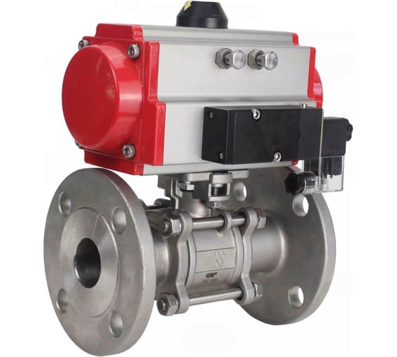 Кран шаровой DN.ru КШФПТ 316.180 Ду25 Ру40 пневмопривод SA-065, пневмораспределитель 220VAC D160-72635 1