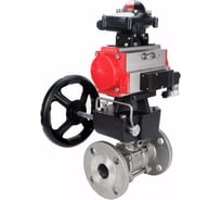 Кран шаровой DN.ru КШФПТ 316.180 Ду65 Ру25, пневмопривод DA-083, пневмораспределитель 220VAC, БКВ LSB-210, ручной дублёр HDM-2 D160-72572