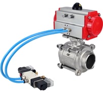 Кран шаровой DN.ru 316-316-PTFE-FP-W-ISO-H WDVF Ду40 Ру40, пневмопривод DA-065, пневмораспределитель 220VAC D160-73173