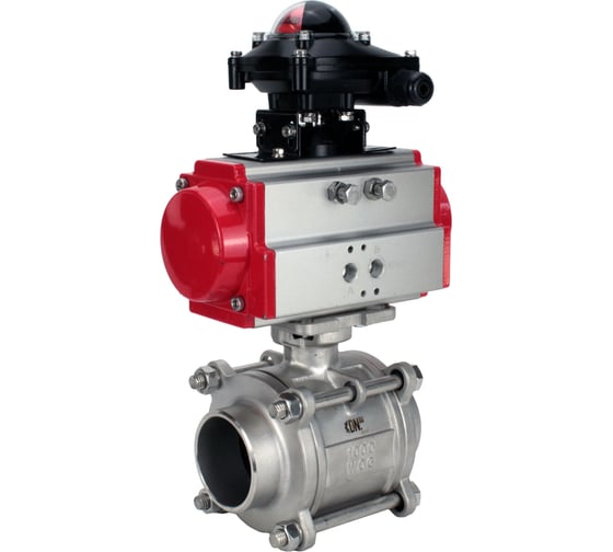 Кран шаровой DN.ru 316-316-PTFE-FP-W-ISO-H WDVF Ду40 Ру40, пневмопривод DA-065, БКВ LSB-210 D160-73174 1