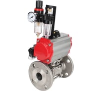 Кран шаровой DN.ru КШФПТ 304.180 Ду65 Ру25 пневмопривод DA-083, пневмораспределитель 220VAC, БПВ D160-72044