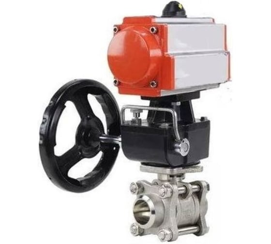 Кран шаровой DN.ru КШПП 316.200-ISO Ду50 Ру40, пневмопривод DA-083, дублёр HDM-2 D160-74417 1