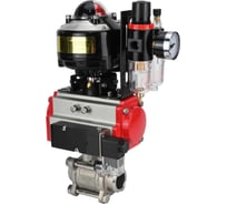 Кран шаровой DN.ru КШПП 316.200-ISO Ду100 Ру25, пневмопривод PA-SA-140, пневмораспределитель 24VDC, БКВ LSB-510 (EX), БПВ D160-75070