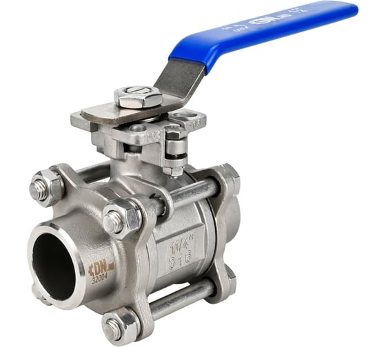 Кран шаровой DN.ru 316-316-PTFE-FP-W-ISO-H WDVF Ду40 Ру40, с рукояткой, ISO-фланцем D160-73168 1