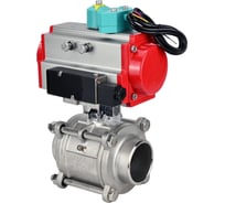 Кран шаровой DN.ru 316-316-PTFE-FP-W-ISO-H WDVF Ду40 Ру40, пневмопривод DA-065, пневмораспределитель 24VDC, магнитный переключатель МППП-200 D160-73285