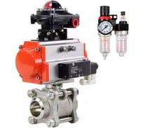 Кран шаровой DN.ru КШПП 316.200-ISO Ду80 Ру25, пневмопривод SA-130, пневмораспределитель 220VAC, БКВ LSB-210, БПВ D160-75021