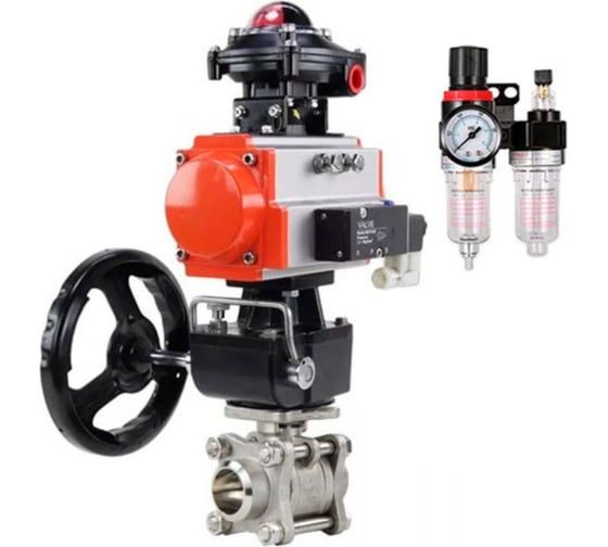 Кран шаровой DN.ru КШПП 316.200-ISO Ду40 Ру40, пневмопривод DA-083, пневмораспределитель 220VAC, БКВ LSB-210, дублер HDM-2, БПВ D160-74436 1