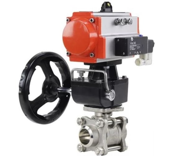 Кран шаровой DN.ru КШПП 316.200-ISO Ду80 Ру25, пневмопривод DA-105, пневмораспределитель 24VDC, дублёр HDM-3 D160-74413 1