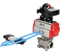 Кран шаровой КШПП 316.200-ISO Ду80 Ру25, пневмопривод SA-130, пневмораспределитель (2EM) 220VAC, БКВ LSB-210 DN.ru D160-75085