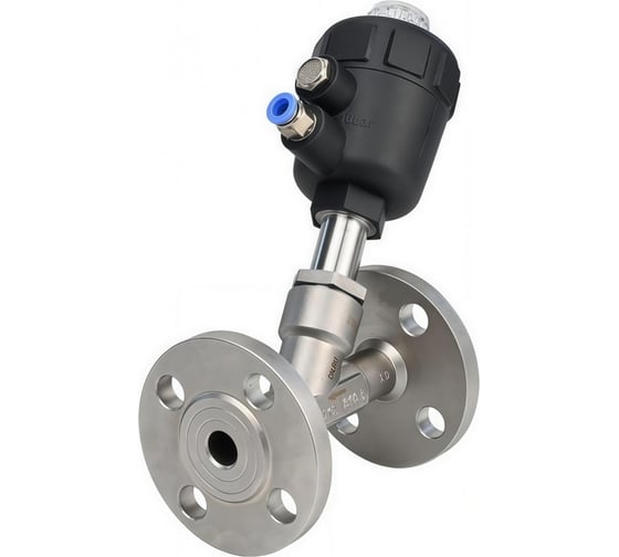 Клапан отсечной пневматический 316P-PF Ду32 Ру25, фланцевый, Y-образный, привод пластик DN.ru D490-00083 1