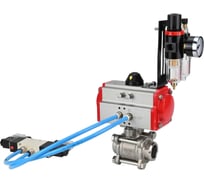 Кран шаровой КШПП 316.200-ISO Ду80 Ру25, пневмопривод SA-130, пневмораспределитель (2EM) 220VAC, БПВ DN.ru D160-75077