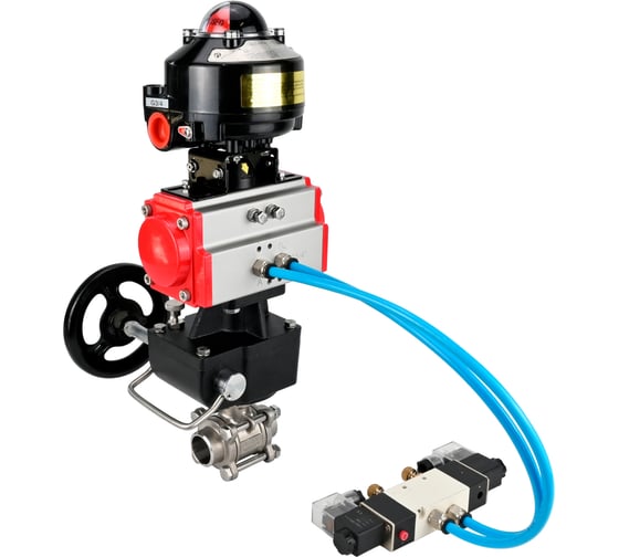 Кран шаровой КШПП 316.200-ISO Ду15 Ру63, пневмопривод DA-052, пневмораспределитель (2EM) 220VAC, дублёр HDM-1, БКВ LSB-510 (EX) DN.ru D160-74926 1