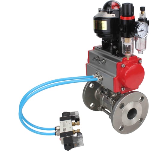 Кран шаровой DN.ru КШФПТ 304.180 Ду50 Ру40 пневмопривод DA-065, пневмораспределитель 220VAC, БКВ LSB-510 (EX), БПВ D160-72222 1