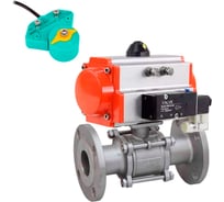 Кран шаровой DN.ru КШФПТ 304.180 Ду65 Ру25 пневмопривод DA-083, пневмораспределитель 220VAC, магнитный переключатель МППП-200 D160-71886