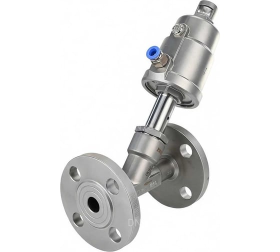 Клапан отсечной пневматический DN.ru 316-304-PF Ду32 Ру25, фланцевый, Y-образный, привод нержавеющая сталь D490-00068 1