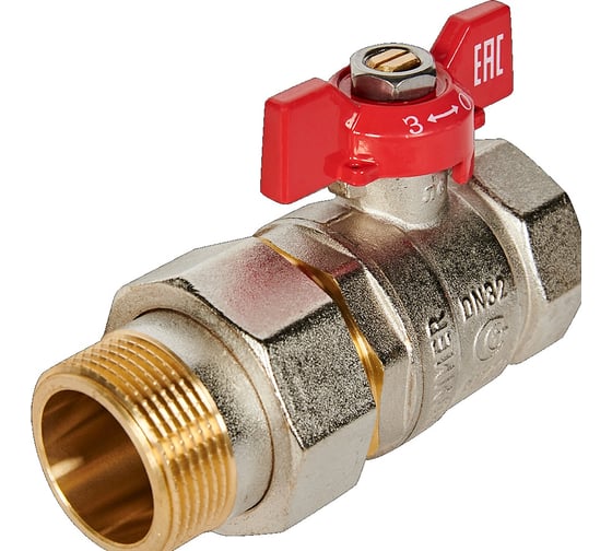 Кран шаровой ROMMER с американкой, ВР/НР, ручка бабочка 1 1/4 RBV-0005-2510232 RG00938RJNBC96 1