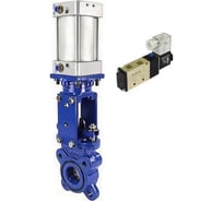 Задвижка шиберная DN.ru GGG40-304-EPDM-2W-Fb-2P Ду300 Ру6 двусторонняя, шток выдвижной, WENZ, пневмопривод, пневмораспределитель 24VDC D040-10297