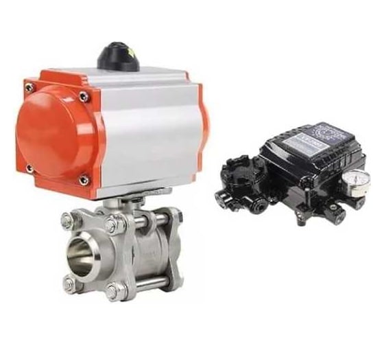 Кран шаровой DN.ru КШПП 316.200-ISO Ду15 Ру63, пневмопривод SA-065, позиционер EPRP1-NU-Fb-08 с обратной связью D160-74992 1