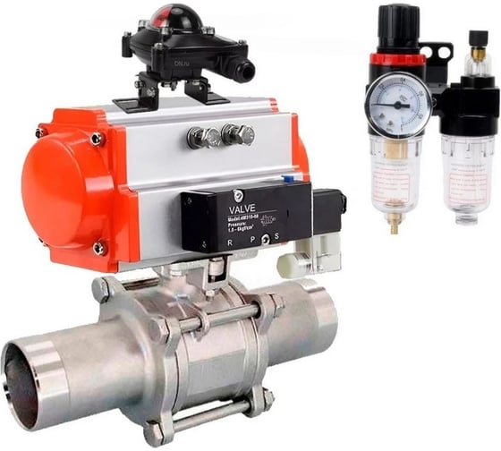 Кран шаровой DN.ru 304-304-PTFE-W-ISO-H Ду125 Ру16 пневмопривод SA-210, пневмораспределитель 24VDC, БКВ LSB-210, БПВ D160-54490 1